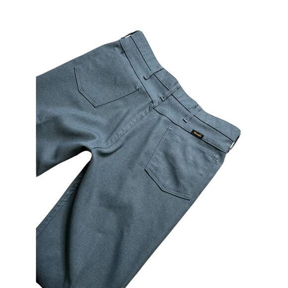 Vintage 80s Wrangler Work Pants 36x30 (34x29)Made in USA Blue Herringbone Flare - Picture 9 of 11